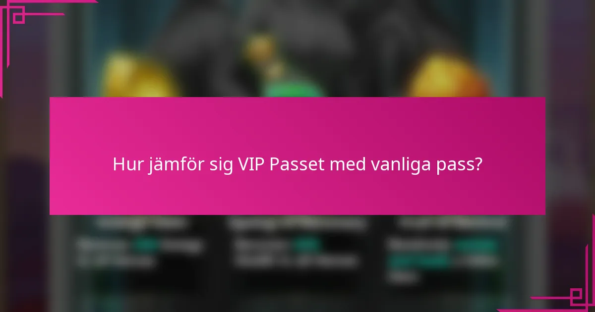 Hur jämför sig VIP Passet med vanliga pass?